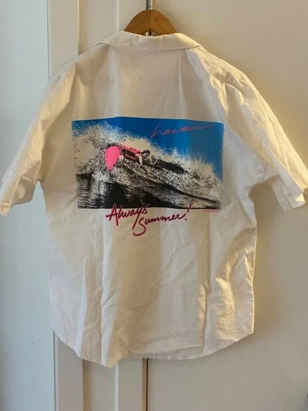vintage 80s hawaii surfing 'always summer' button up shirt size L